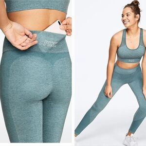 NWT Victoria's Secret PINK Seamless Workout Tight VS Yoga Teal SMALL
